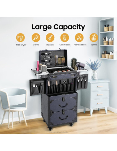 Estuche de Maquillaje Rodante Blisiour con Cerradura 82cm Azul