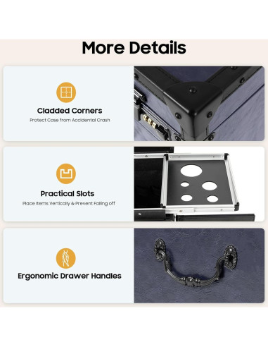 Estuche de Maquillaje Rodante Blisiour con Cerradura 82cm Azul