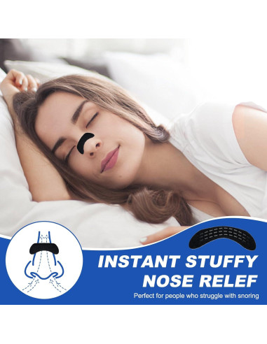 Tiras Nasales Ventro Vykor para Ronquidos - 60 Unidades, Negro