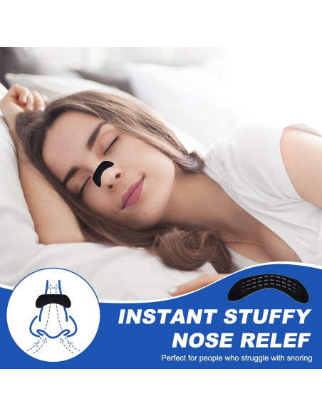 Tiras Nasales Ventro Vykor para Ronquidos - 60 Unidades, Negro