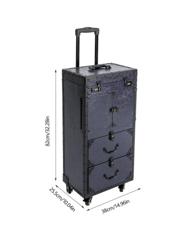 Estuche de Maquillaje Rodante Blisiour con Cerradura 82cm Azul