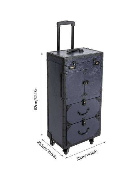 Estuche de Maquillaje Rodante Blisiour con Cerradura 82cm Azul