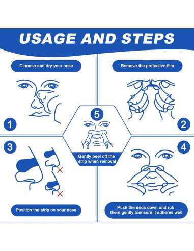 Tiras Nasales Ventro Vykor para Ronquidos - 60 Unidades, Negro