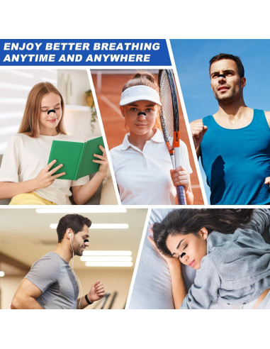 Tiras Nasales Ventro Vykor para Ronquidos - 60 Unidades, Negro