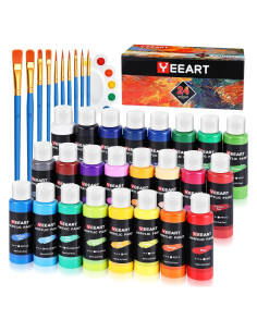 Juego de Pintura Acrílica Yeeart 24 Colores 60ml con Pinceles