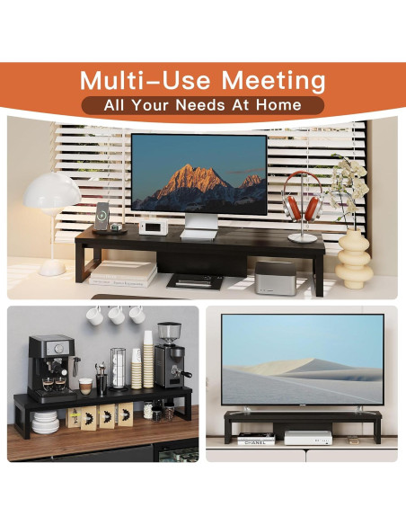 Soporte Doble para Monitor HEWORLIF de Madera y Acero Negro
