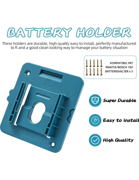 20 Soportes de Batería Makita 18V para Montaje en Pared