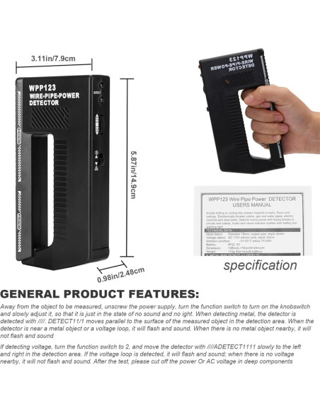 Escáner de Pared WPP123 Genérico Detector de Tuberías Alta Sensibilidad