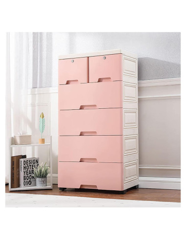 Cajonera de Plástico Gdrasuya10 con 6 Cajones Rosa 101.6 cm