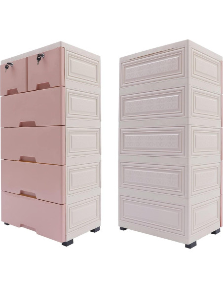 Cajonera de Plástico Gdrasuya10 con 6 Cajones Rosa 101.6 cm