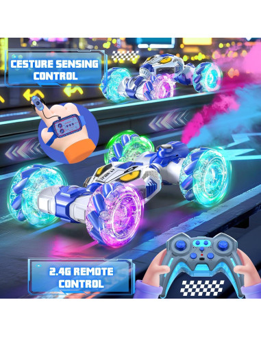 Coche de Acrobacias RC FLUESTON 4WD 360 Azul para Niños