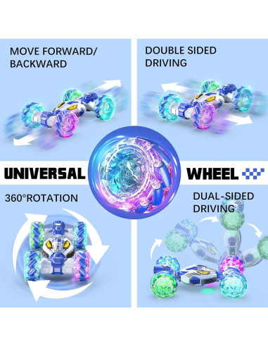Coche de Acrobacias RC FLUESTON 4WD 360 Azul para Niños