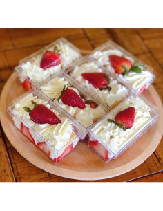 Vasos de Postre Rectangulares Wnqou 140ml 50 Pcs con Tapas y Cucharas 2