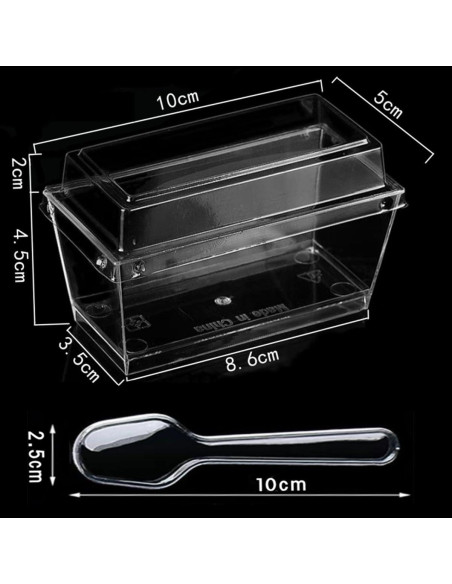 Vasos de Postre Rectangulares Wnqou 140ml 50 Pcs con Tapas y Cucharas