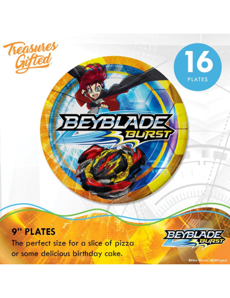 Set de Fiesta BEYBLADE BURST para 16 Invitados - Platos, Vasos y Servilletas
