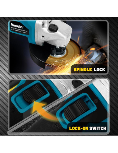 Amoladora Angular Inalámbrica Rueqior 18V 12000 RPM Sin Batería