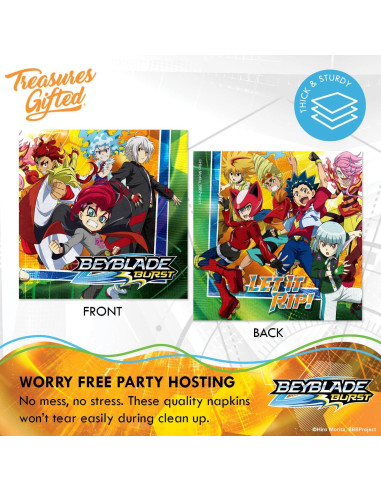 Set de Fiesta BEYBLADE BURST para 16 Invitados - Platos, Vasos y Servilletas
