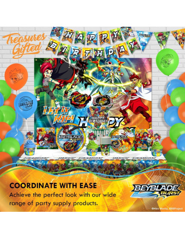 Set de Fiesta BEYBLADE BURST para 16 Invitados - Platos, Vasos y Servilletas