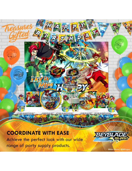 Set de Fiesta BEYBLADE BURST para 16 Invitados - Platos, Vasos y Servilletas