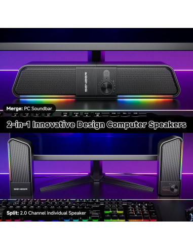 Altavoces Bluetooth SENZER CS20 2 en 1 con Luz RGB