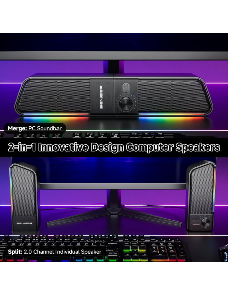 Altavoces Bluetooth SENZER CS20 2 en 1 con Luz RGB