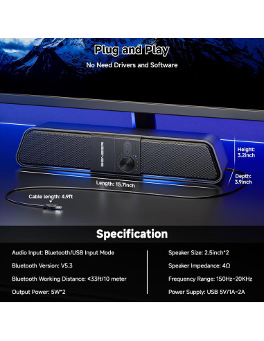 Altavoces Bluetooth SENZER CS20 2 en 1 con Luz RGB