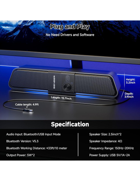 Altavoces Bluetooth SENZER CS20 2 en 1 con Luz RGB