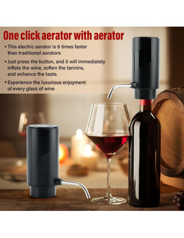 Aireador de Vino Eléctrico CALIDAKA con Cargador USB Negro