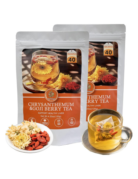 80 Bolsas de Té Orgánico de Crisantemo y Baya de Goji - Harbique