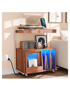 Soporte para Tocadiscos MULEJYBO con Luz LED y Ruedas