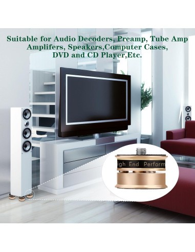 Pies de Aislamiento de Audio Monosaudio Dorado 4 Pcs 39x24mm