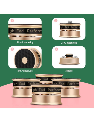 Pies de Aislamiento de Audio Monosaudio Dorado 4 Pcs 39x24mm