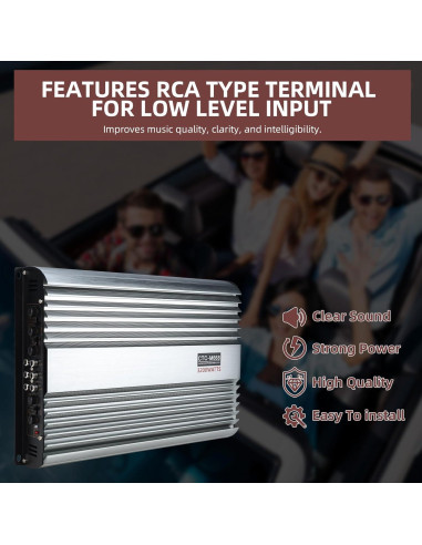 Amplificador de coche Yae 3200W 12V 4 canales para subwoofer