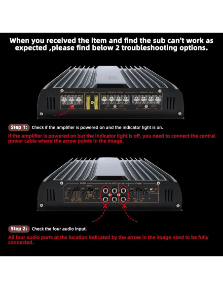 Amplificador de coche Yae 3200W 12V 4 canales para subwoofer