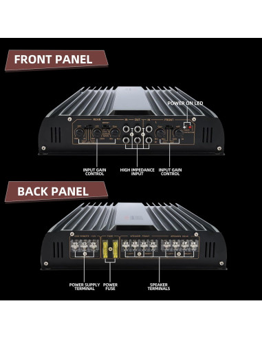 Amplificador de coche Yae 3200W 12V 4 canales para subwoofer