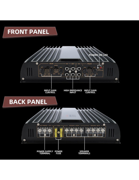 Amplificador de coche Yae 3200W 12V 4 canales para subwoofer