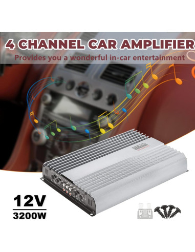 Amplificador de coche Yae 3200W 12V 4 canales para subwoofer