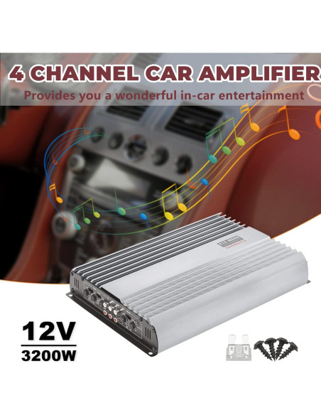 Amplificador de coche Yae 3200W 12V 4 canales para subwoofer