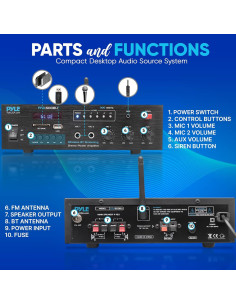 Amplificador PA Bluetooth Pyle PFA600BU 300W 2 Canales 2
