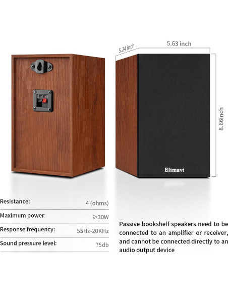 Altavoces de Estantería Pasivos Elimavi MM-D2 4" Madera