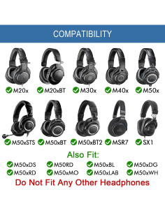 Almohadillas de Repuesto GEVO para Auriculares Audio Technica ATH M50/M40/M30 - Terciopelo y Espuma de Memoria 2