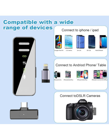 Micrófono Lavalier Inalámbrico CODMETQL S18-MIC 22.86m Bluetooth