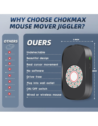 Mover de Ratón Indetectable CHOKMAX USB Simulador de Movimiento