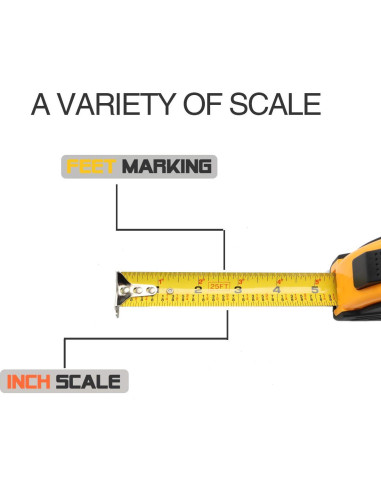 Cinta Métrica Retráctil LAND 7.6m Auto-Bloqueo con Gancho Magnético