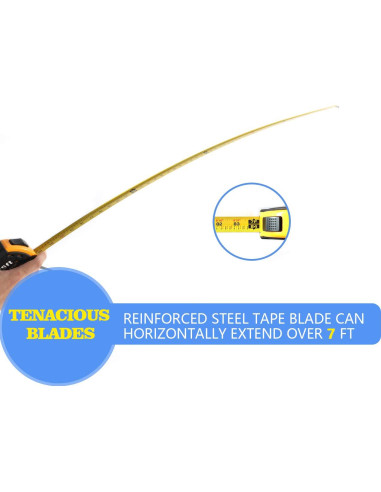 Cinta Métrica Retráctil LAND 7.6m Auto-Bloqueo con Gancho Magnético