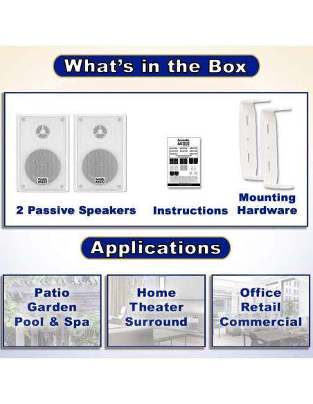 Altavoces de Exterior Goldwood AA351W 500W 2 Vías Blancos