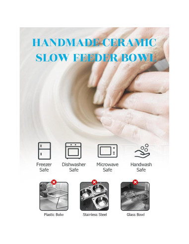 Cuenco Cerámico Elevado para Gatos Y YHY Azul 12.7cm