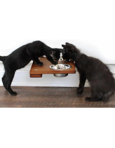 Estante Elevado para Comida de Gato Catastrophic Creations - Bambú Castaño Inglés 2