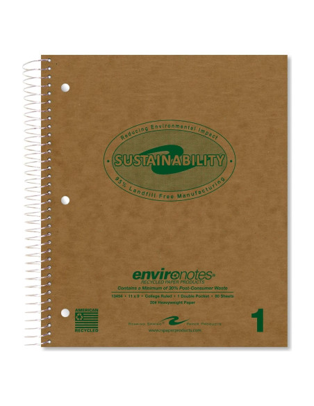 Cuaderno Espiral Reciclado Roaring Spring 28x23cm 80 Hojas