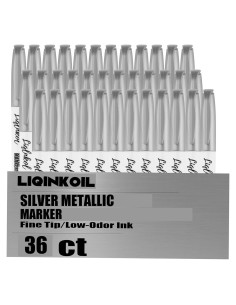 Marcadores Metálicos Plateados LiqInkol - Paquete de 36, Punta Fina 2mm